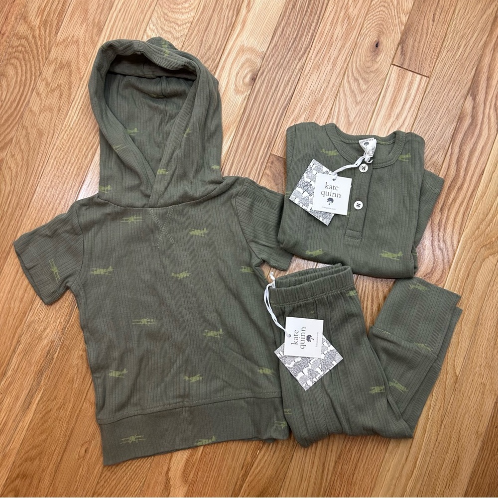 Kate Quinn Army Green Airplane Ribbed Set